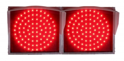 Сдвоенный транспортный светодиодный светофор Т.6.д.1 с красными излучателями 200мм 220 Вольт Монолитный корпус